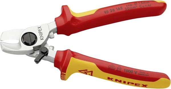 Knipex 95 26 165 Kabelschere Geeignet für (Abisoliertechnik) Alu- und Kupferkabel, ein- und mehrdrähtig 15 mm 50 mm² 0