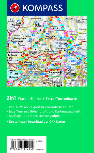Produktbild: KOMPASS Wanderf&uuml;hrer Oberallg&auml;u, 50 Touren zwischen Bodensee, Kempten und Pfronten, mit Extra-Tourenkarte