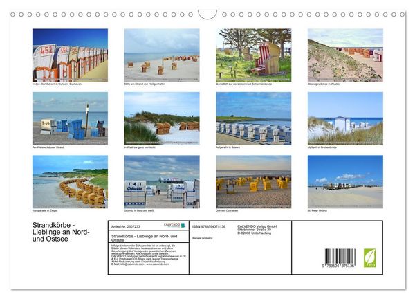 Produktbild: Strandk&ouml;rbe - Lieblinge an Nord- und Ostsee (Wandkalender 2027 DIN A3 quer), CALVENDO Monatskalender