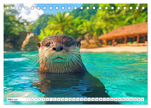 Produktbild: Otterwegs - 12 Monate tierischer Urlaubsspa&szlig; (Tischkalender 2026 DIN A5 quer), CALVENDO Monatskalender