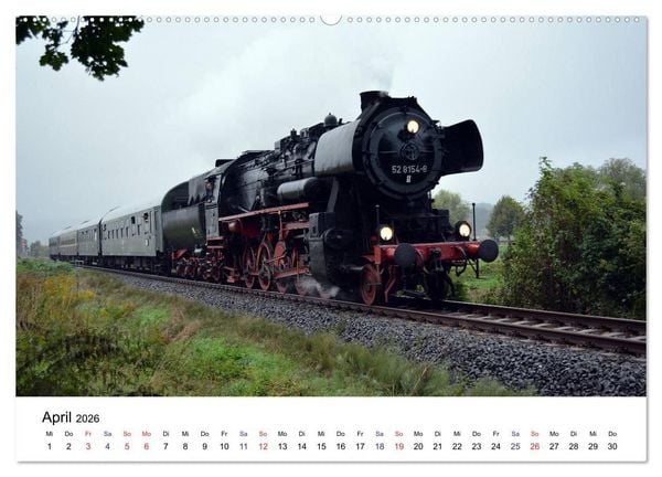 Produktbild: Feuer Wasser Kohle - Dampflokomotiven der Deutschen Reichsbahn (Wandkalender 2026 DIN A2 quer), CALVENDO Monatskalender
