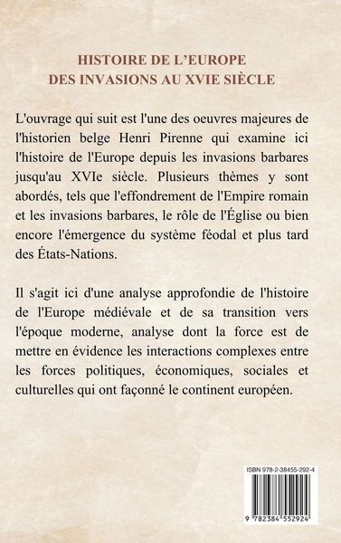 Produktbild: Histoire de l'Europe des invasions au XVIe si&egrave;cle