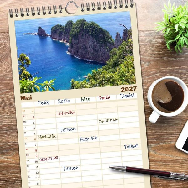 Produktbild: Familienplaner 2027 - Urlaubstr&auml;ume mit 5 Spalten (Wandkalender, 21 x 45 cm) CALVENDO