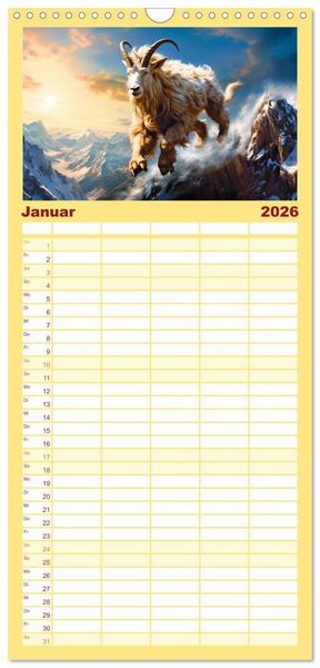 Produktbild: Familienplaner 2026 - Sternzeichen-Kalender - Galaktische Portr&auml;ts mit Datum mit 5 Spalten (Wandkalender, 21 x 45 cm) CALVENDO