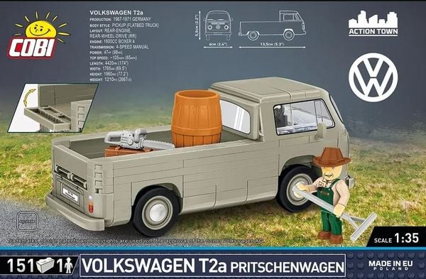 Produktbild: COBI 24618 - Volkswagen T2a Pritschenwagen, Bausatz 1:35, 151 Klemmbausteine