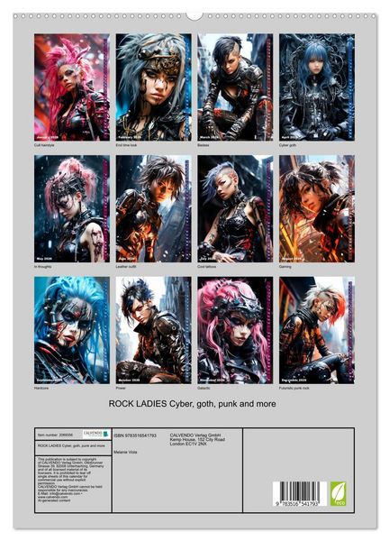 Produktbild: ROCK LADIES Cyber, goth, punk and more (High Quality Premium Wall Calendar 2026 DIN A2 portrait),CALVENDO 12 Month Wall Calendar