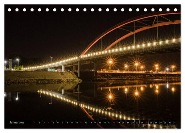 Produktbild: Mannheim 2026 - wenn es Nacht wird im Hafen (Tischkalender 2026 DIN A5 quer), CALVENDO Monatskalender