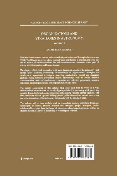 Produktbild: Organizations and Strategies in Astronomy 7
