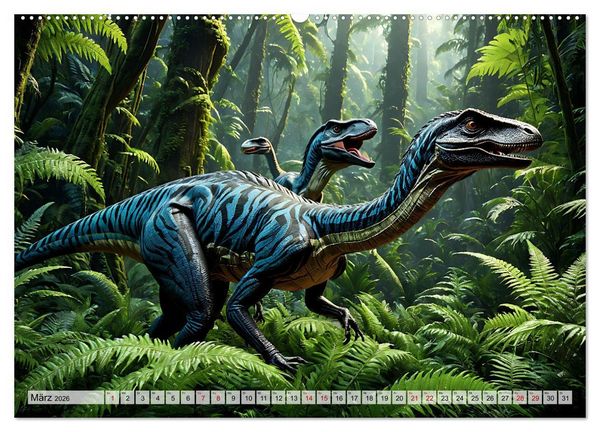 Produktbild: Dinosaurier - die Welt der Urzeitgiganten (hochwertiger Premium Wandkalender 2026 DIN A2 quer), Kunstdruck in Hochglanz