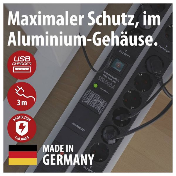 Produktbild: Brennenstuhl 1392000232 &Uuml;berspannungsschutz-Steckdosenleiste 14fach Silber, Schwarz Schutzkontakt 1 St.