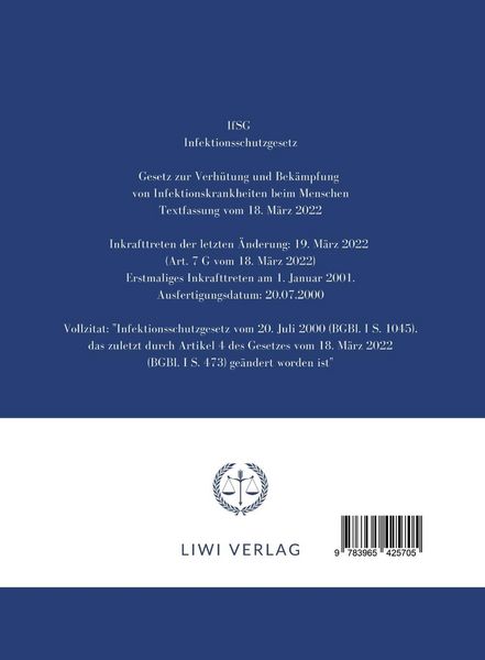 Produktbild: Infektionsschutzgesetz IfSG 2022