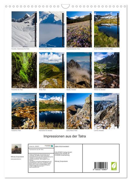 Produktbild: Impressionen aus der Tatra (Wandkalender 2026 DIN A3 hoch), CALVENDO Monatskalender