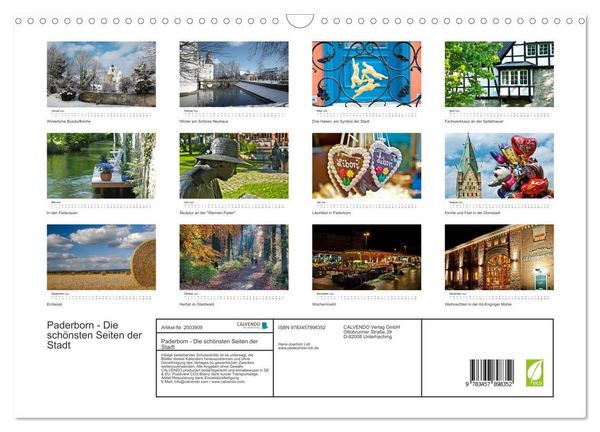 Produktbild: Paderborn - Die sch&ouml;nsten Seiten der Stadt (Wandkalender 2026 DIN A3 quer), CALVENDO Monatskalender