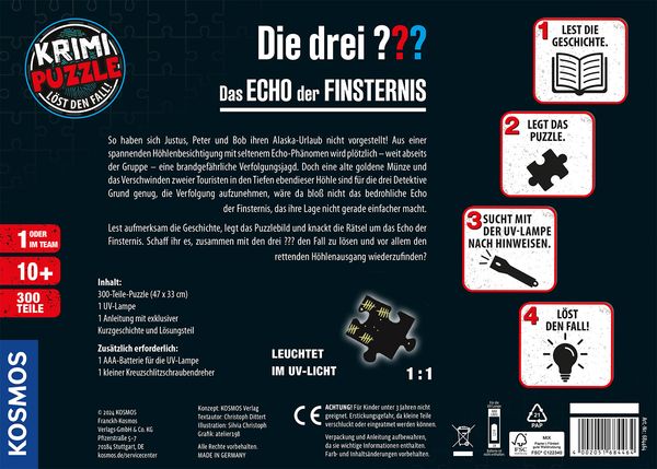 Produktbild: KOSMOS 684464 - Die drei ??? Das Echo der Finsternis, Lesen/Puzzeln/Lösen