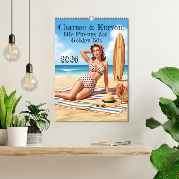 Produktbild: Charme & Kurven: Die Pin-ups der Golden 50s (Wandkalender 2026 DIN A3 hoch), CALVENDO Monatskalender