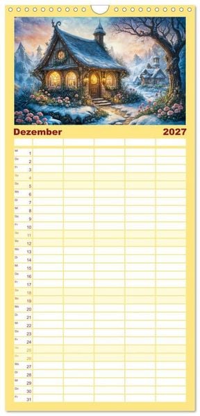 Produktbild: Familienplaner 2027 - Zauberhafte Feenh&auml;user - Wunderwelt der magischen Orte voller Fantasie mit 5 Spalten (Wandkalender, 21 x 45 cm) CALVENDO