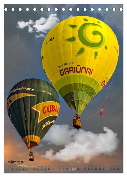 Produktbild: Ballon fahren - mein Traum (Tischkalender 2026 DIN A5 hoch), CALVENDO Monatskalender