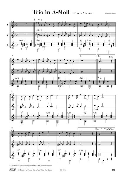 Produktbild: 100 wunderbare Solos, Duette und Trios f&uuml;r Gitarre