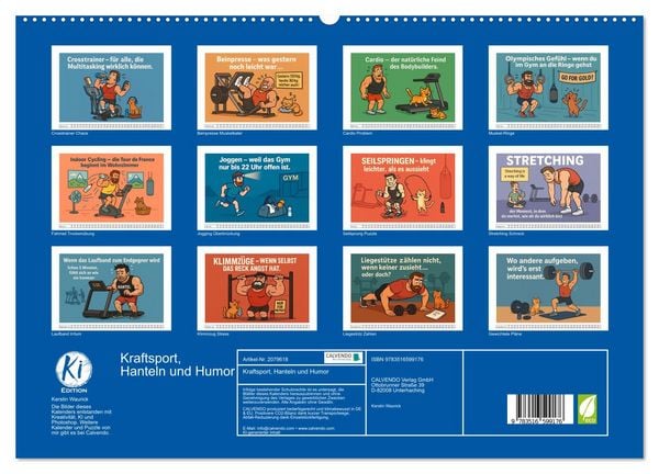 Produktbild: Kraftsport, Hanteln und Humor (hochwertiger Premium Wandkalender 2026 DIN A2 quer), Kunstdruck in Hochglanz