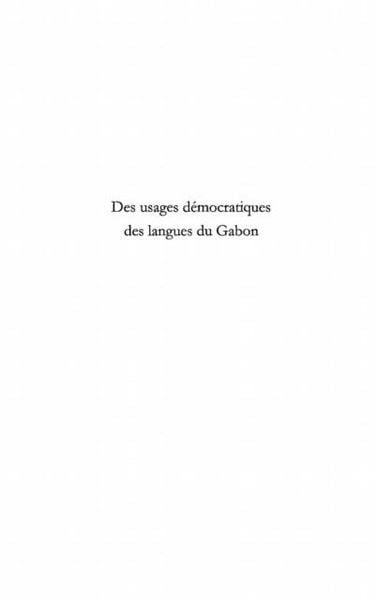Produktbild: Des usages democratiques des langues du gabon
