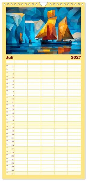 Produktbild: Familienplaner 2027 - Nordlicht in Facetten. Die Arktis in geometrischer Bildsprache mit 5 Spalten (Wandkalender, 21 x 45 cm) CALVENDO
