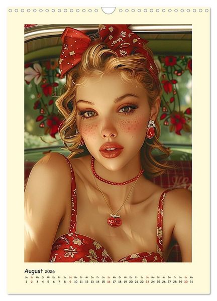 Produktbild: Pin-up-Portraits. H&uuml;bsche Girls in Comic-Vintage-Art (Wandkalender 2026 DIN A3 hoch), CALVENDO Monatskalender