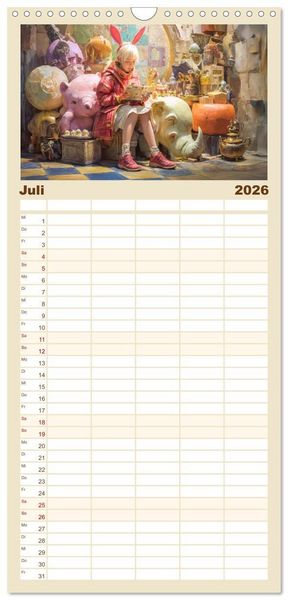 Produktbild: Familienplaner 2026 - Paradoxe fantastische Welten - M&auml;rchenhaft verspielt mit 5 Spalten (Wandkalender, 21 x 45 cm) CALVENDO