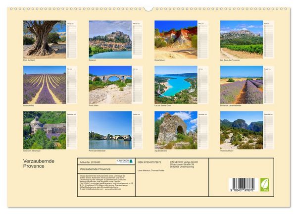 Produktbild: Verzaubernde Provence (hochwertiger Premium Wandkalender 2026 DIN A2 quer), Kunstdruck in Hochglanz