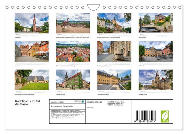 Produktbild: Rudolstadt - im Tal der Saale (Wandkalender 2026 DIN A4 quer), CALVENDO Monatskalender