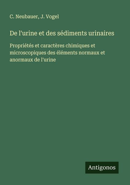 Produktbild: De l'urine et des s&eacute;diments urinaires