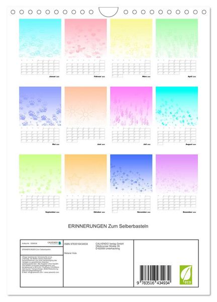 Produktbild: ERINNERUNGEN Zum Selberbasteln (Wandkalender 2026 DIN A4 hoch), CALVENDO Monatskalender
