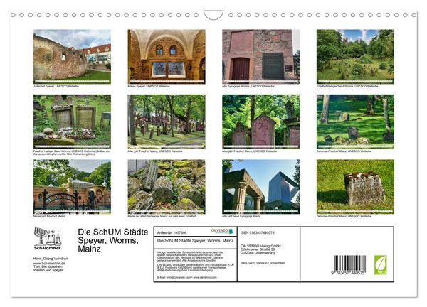 Produktbild: Die SchUM St&auml;dte Speyer, Worms, Mainz (Wandkalender 2026 DIN A3 quer), CALVENDO Monatskalender