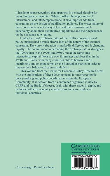 Produktbild: External Constraints on Macroeconomic Policy
