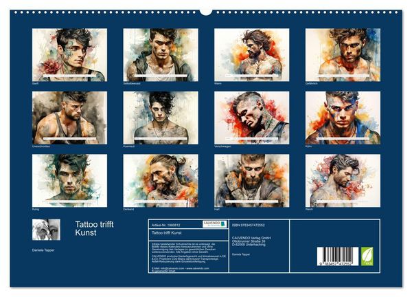 Produktbild: Tattoo trifft Kunst (hochwertiger Premium Wandkalender 2026 DIN A2 quer), Kunstdruck in Hochglanz