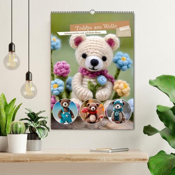 Produktbild: Teddys aus Wolle (Wandkalender 2026 DIN A2 hoch), CALVENDO Monatskalender