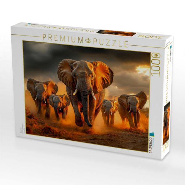 Produktbild: CALVENDO Puzzle Elefanten | 1000 Teile Lege-Gr&ouml;&szlig;e 64x48cm Foto-Puzzle f&uuml;r gl&uuml;ckliche Stunden