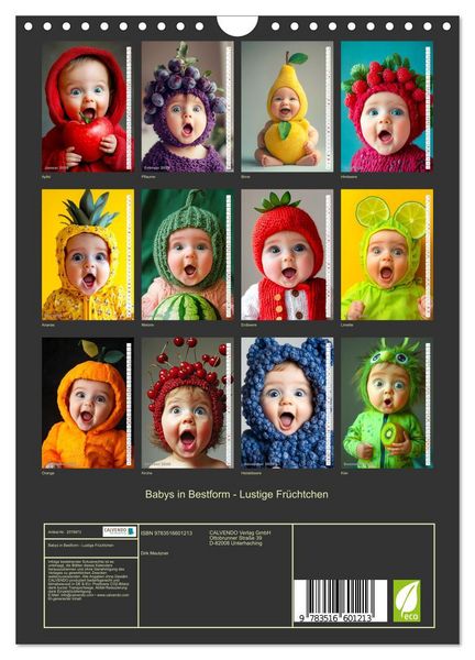 Produktbild: Babys in Bestform - Lustige Fr&uuml;chtchen (Wandkalender 2026 DIN A4 hoch), CALVENDO Monatskalender