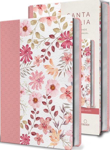Produktbild: Biblia Reina Valera 1960 Letra Grande. Piel Rosada Con Flores, Tama&ntilde;o Manual / Spanish Bible Rvr 1960 Large Print. Imitation Pink Leather with Flowers