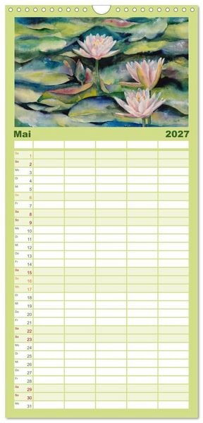 Produktbild: Familienplaner 2027 - Garten Aquarelle mit 5 Spalten (Wandkalender, 21 x 45 cm) CALVENDO
