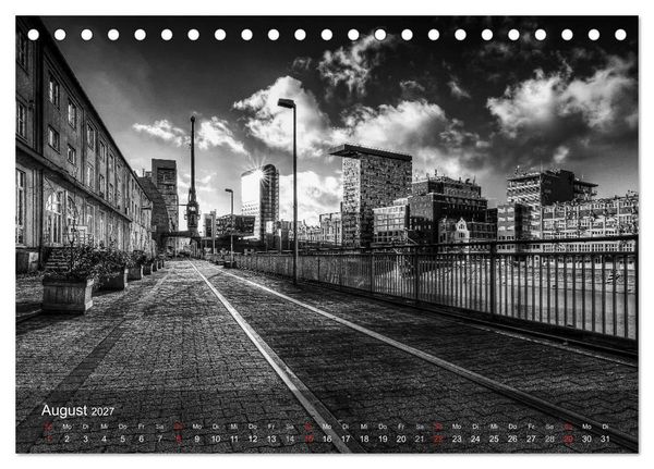 Produktbild: D&uuml;sseldorf Ansichten in Schwarz-Wei&szlig; (Tischkalender 2027 DIN A5 quer), CALVENDO Monatskalender