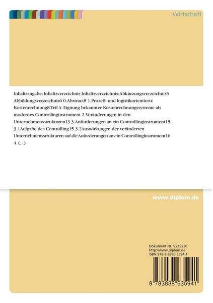 Produktbild: Ein logistik- und proze&szlig;orientiertes Controllinginstrument