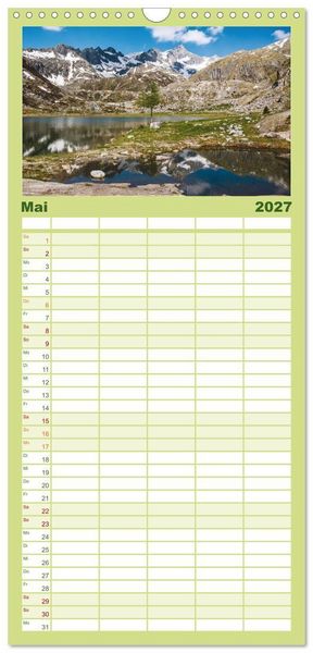 Produktbild: Familienplaner 2027 - Alpensee - Wunder der Natur mit 5 Spalten (Wandkalender, 21 x 45 cm) CALVENDO
