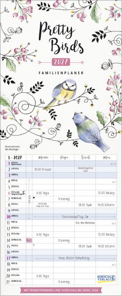 Produktbild: Familienplaner Pretty Birds 2027