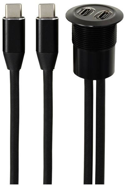 Produktbild: TRU COMPONENTS USB-C&reg; (3.1) 2x Buchse/Stecker 1m Kabel schwarz TC-13376320 Inhalt: 1St.