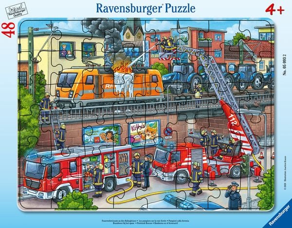 Rahmenpuzzle Ravensburger Feuerwehreinsatz an den Bahngleisen 48 Teile