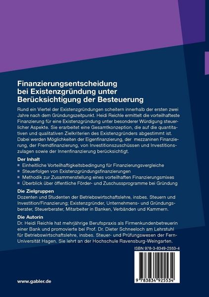 Produktbild: Finanzierungsentscheidung bei Existenzgr&uuml;ndung unter Ber&uuml;cksichtigung der Besteuerung