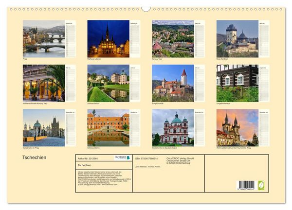 Produktbild: Tschechien (Wandkalender 2026 DIN A2 quer), CALVENDO Monatskalender