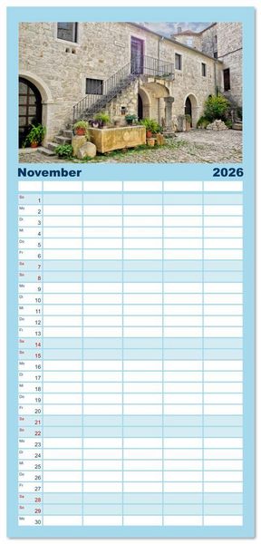 Produktbild: Familienplaner 2026 - Dalmatien - Stille Orte mit 5 Spalten (Wandkalender, 21 x 45 cm) CALVENDO