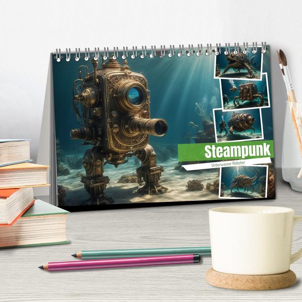 Produktbild: Steampunk - Unterwasser Roboter (Tischkalender 2026 DIN A5 quer), CALVENDO Monatskalender