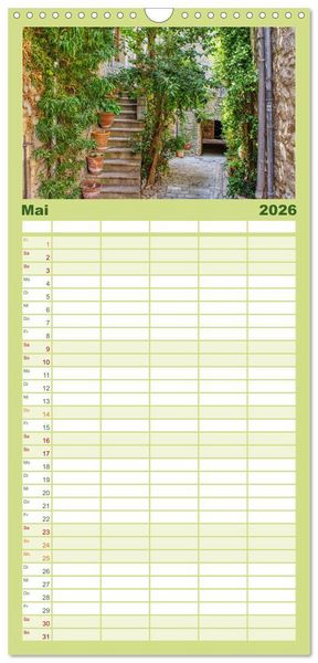 Produktbild: Familienplaner 2026 - Les Matelles - Mittelalterliches Kleinod mit 5 Spalten (Wandkalender, 21 x 45 cm) CALVENDO